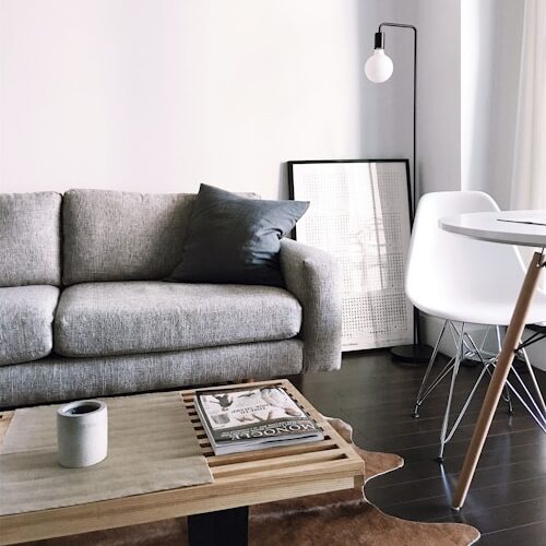 brown wooden center table inside room