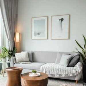 a living room filled with furniture and a large window