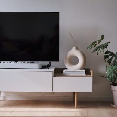 a tv on a stand